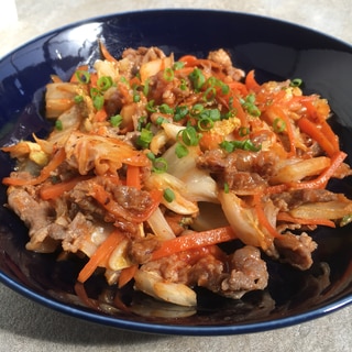 豚こま肉と白菜のピリ辛味噌炒め♪